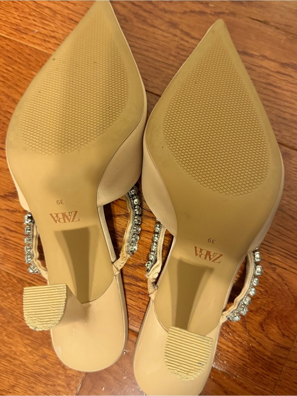 Zara Jeweled Satin Mule Nude - Picture 8 of 12